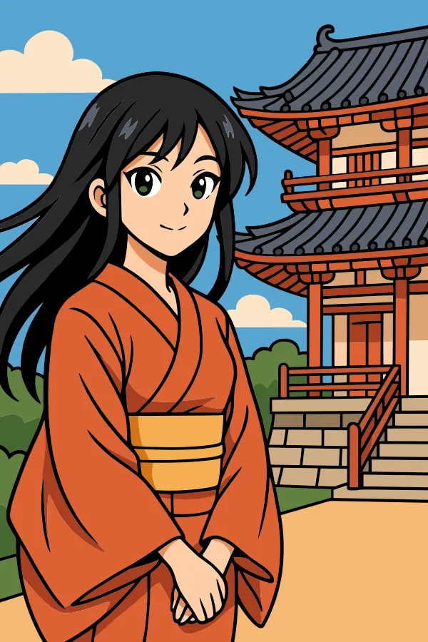 Woman in Front of a Temple