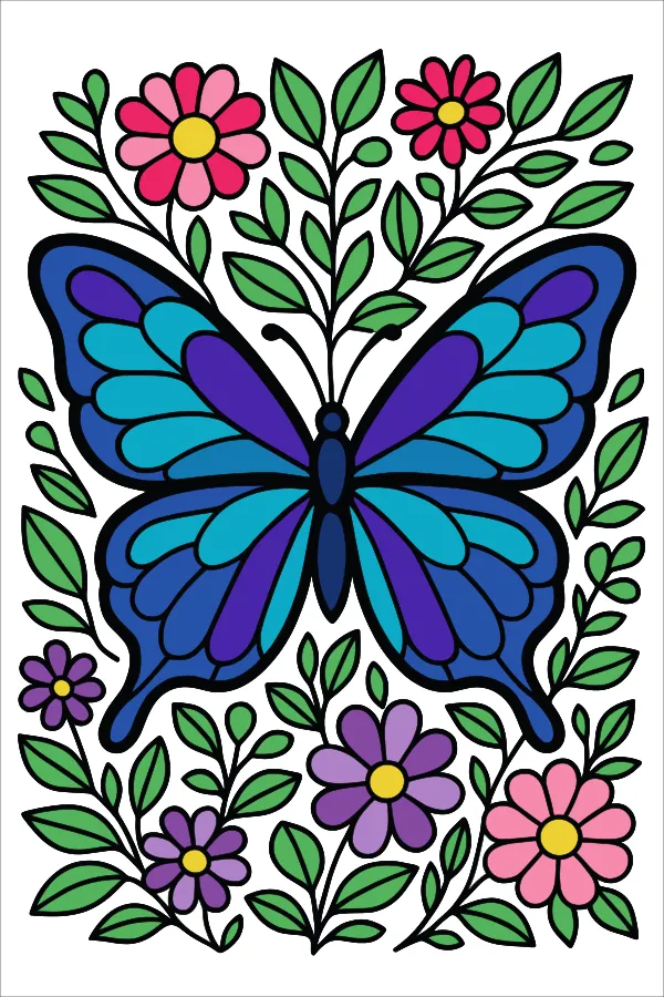 Papillon et fleurs