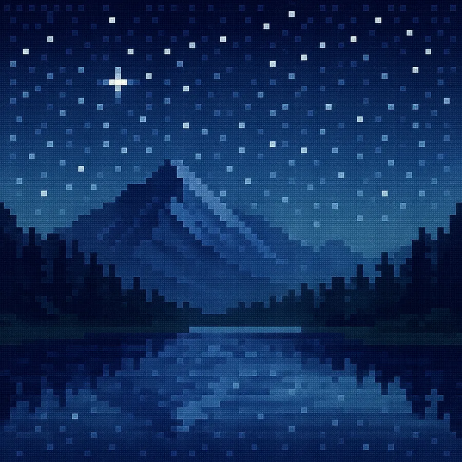Montagne et lac nocturne