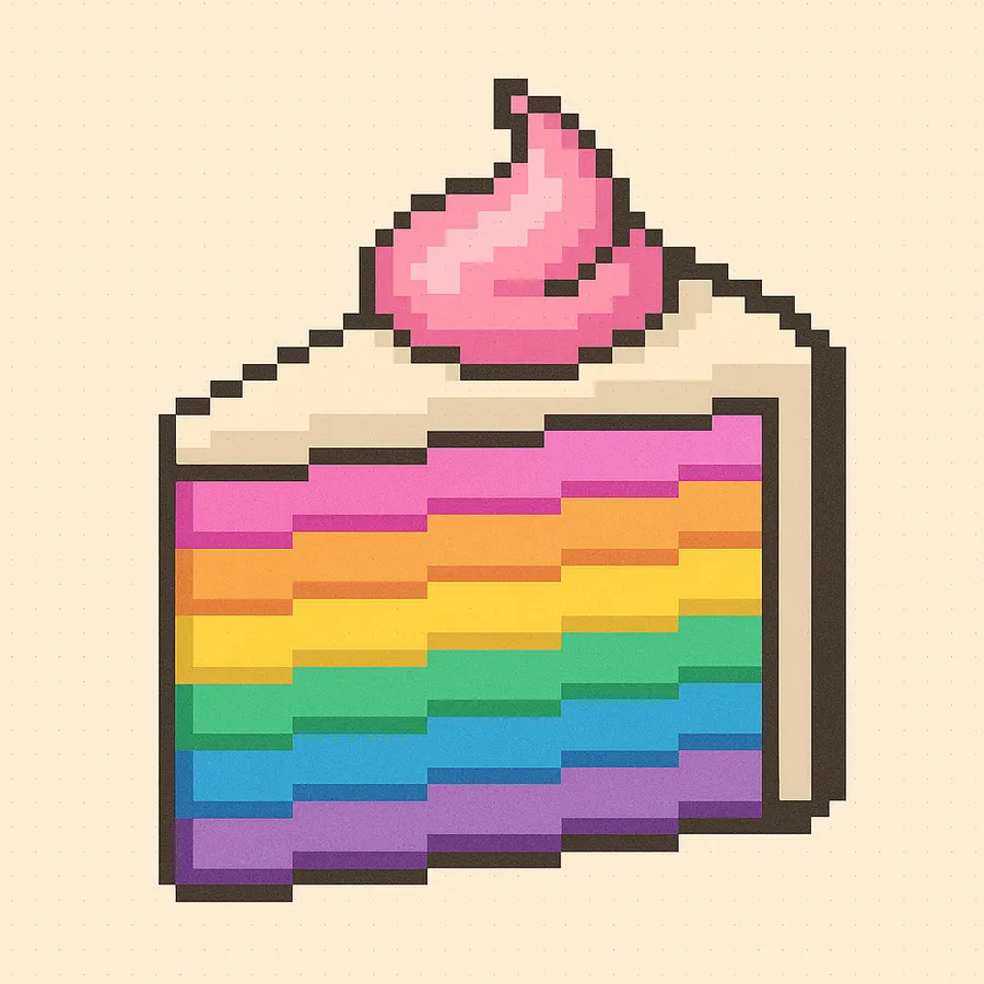 Part de gâteau arc-en-ciel