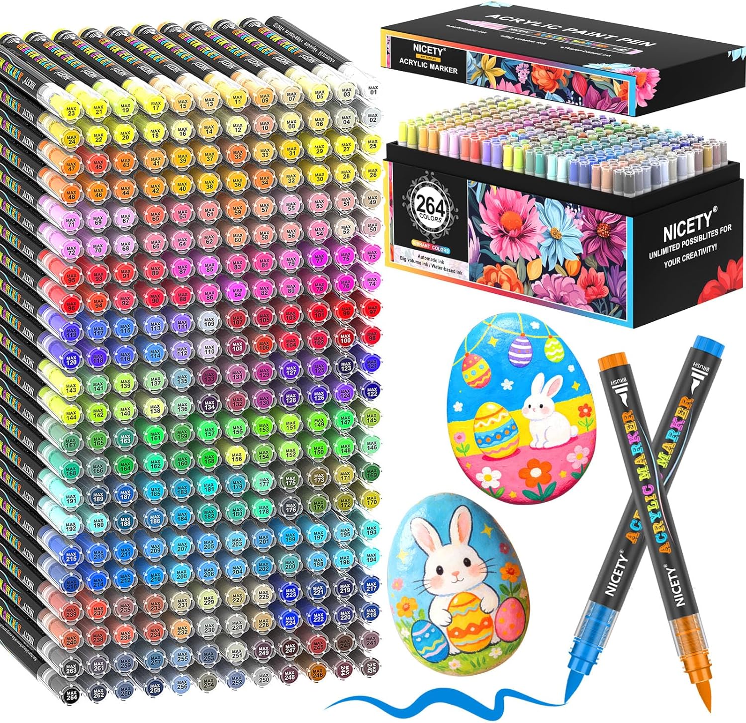 NICETY 264 Acrylic Brush Tip Pens
