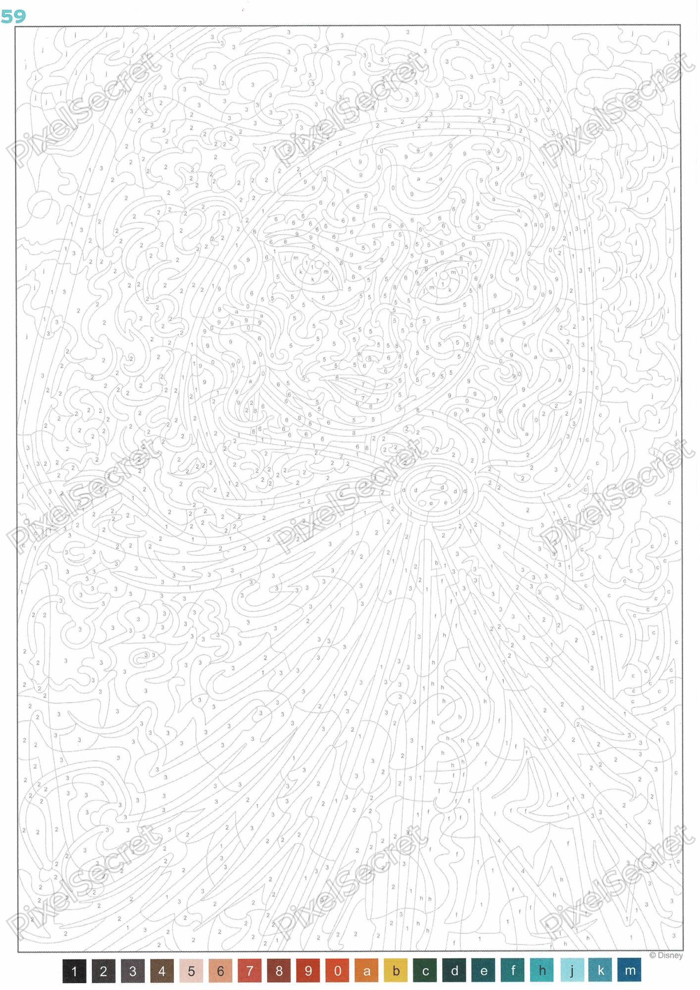 Example of a mystery coloring page from the Princesses volume
