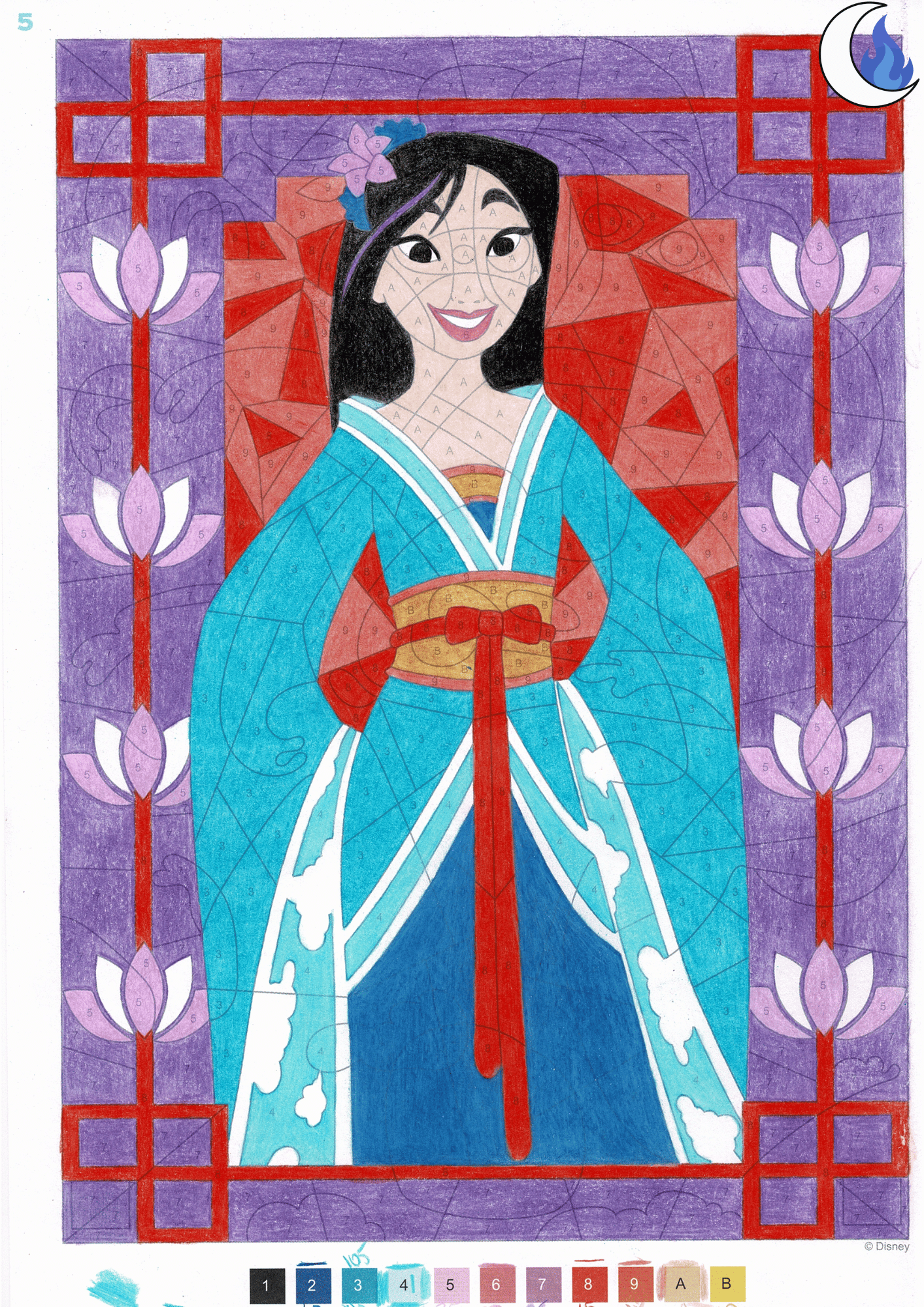 Coloriage mystère Vitraux colorié par Usako