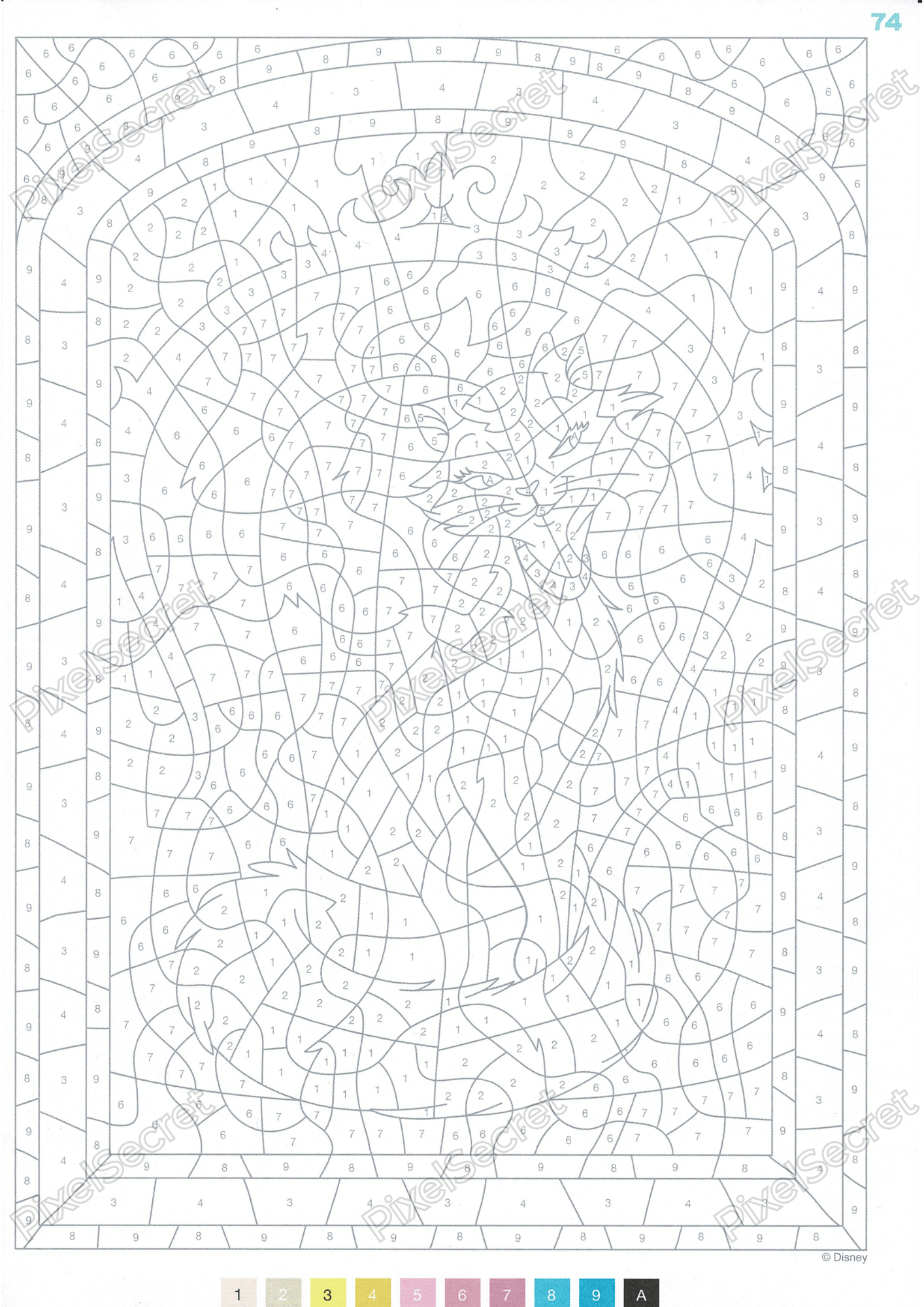 Exemple de coloriage mystère du livre Vitraux Disney