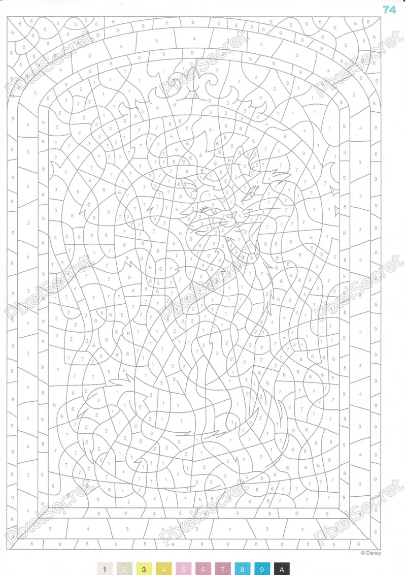 Example of a Stained Glass Disney mystery coloring page
