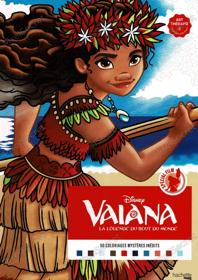Couverture de l'édition originale 2024 des Coloriages Mystères Disney Vaiana