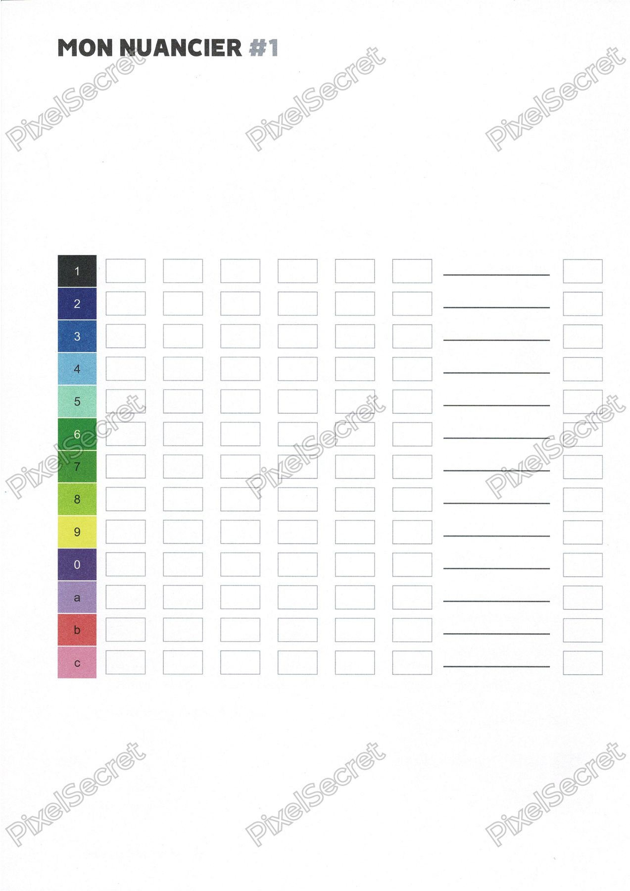 Exemple de nuancier par page du livre Coloriages Mystères Les Bisounours