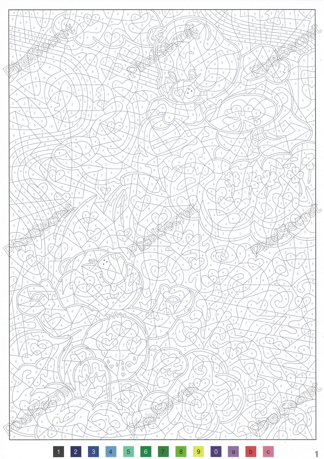 Page de coloriage mystère Les Bisounours (exemple 1)