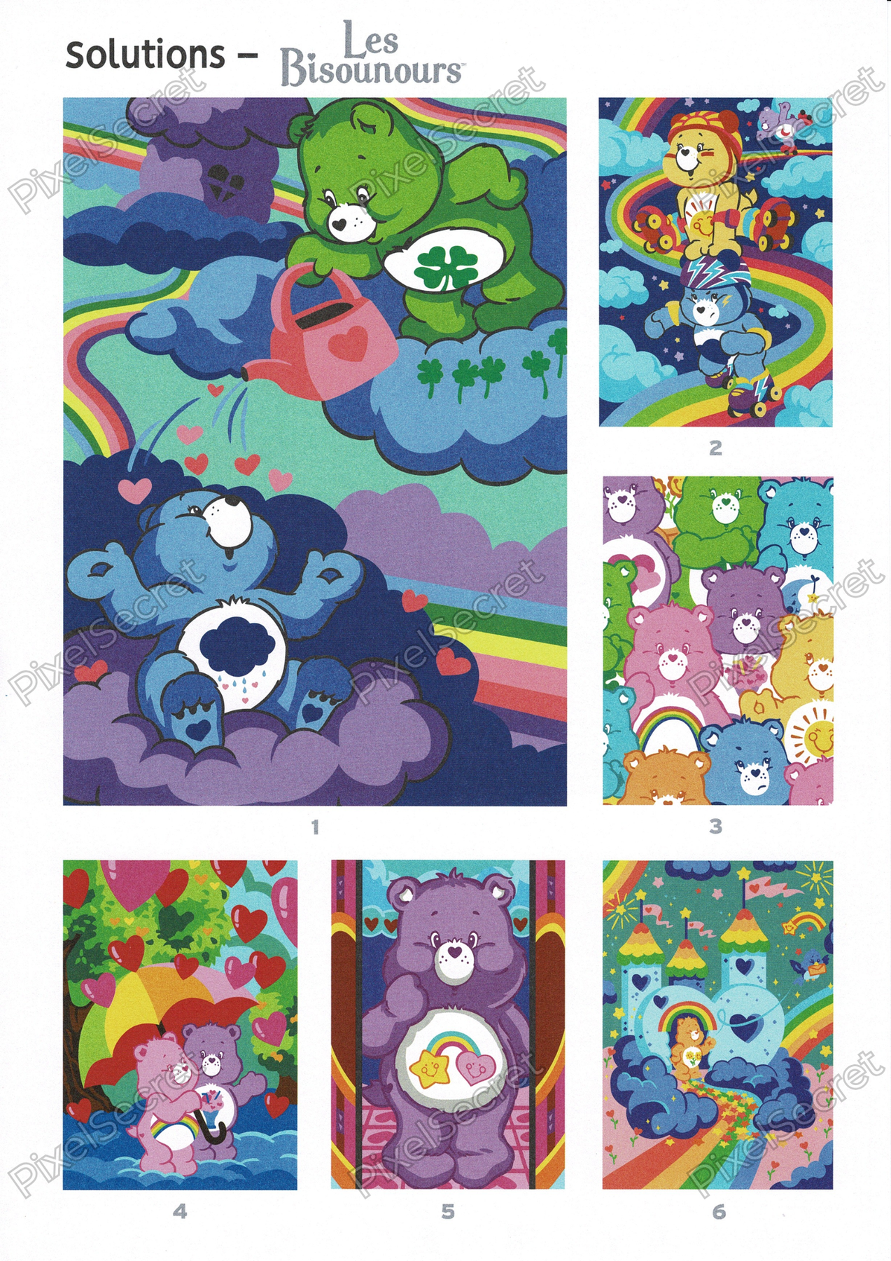 Page de solution du livre Coloriages Mystères Les Bisounours (1)