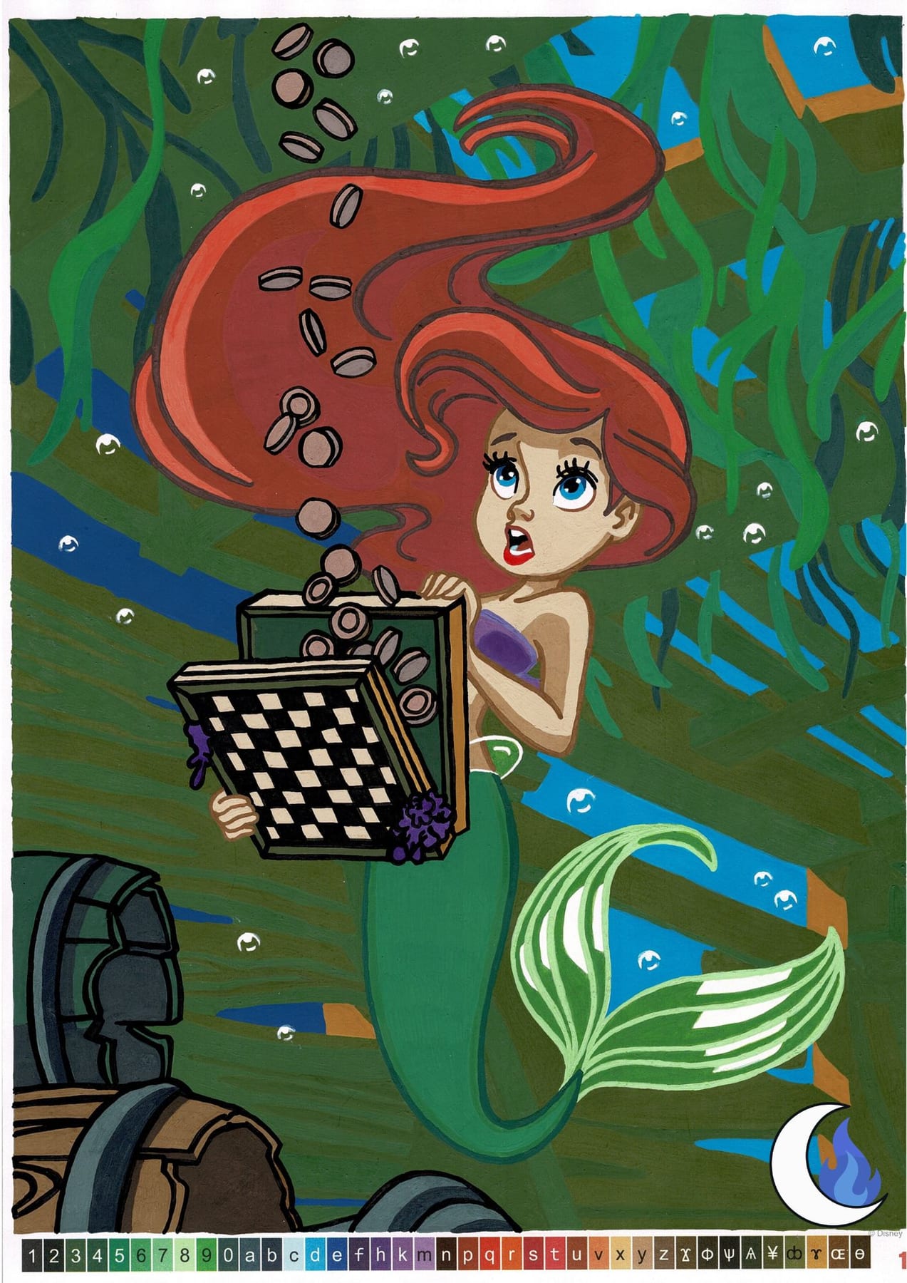 Coloriage mystère Disney Petites Princesses colorié par Usako