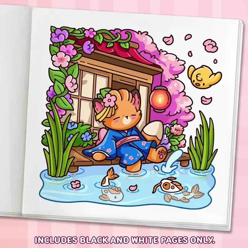 Coloriage Cozy Japan colorié - exemple 2