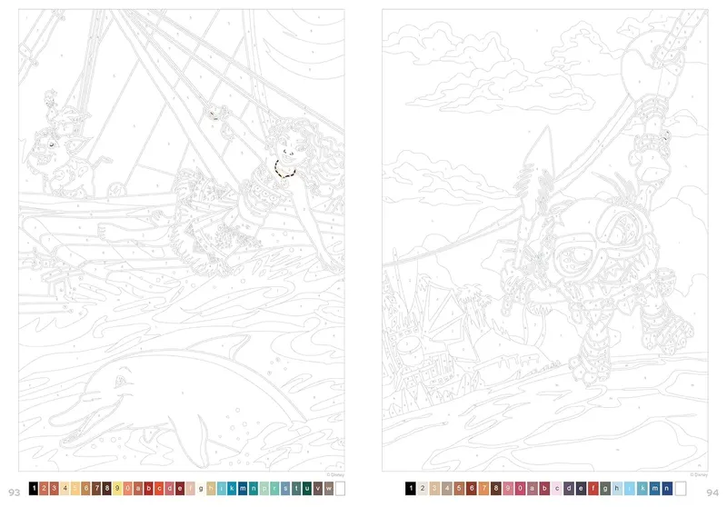 Sample of a blank coloring design from the Grand Classics Volume 2 Disney book by Aurélia Bertrand