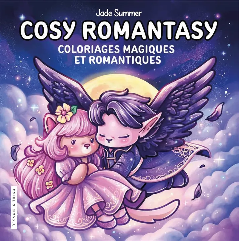 Front cover of the Cosy Romantasy coloring book by Jade Summer, Dessain et Tolra edition