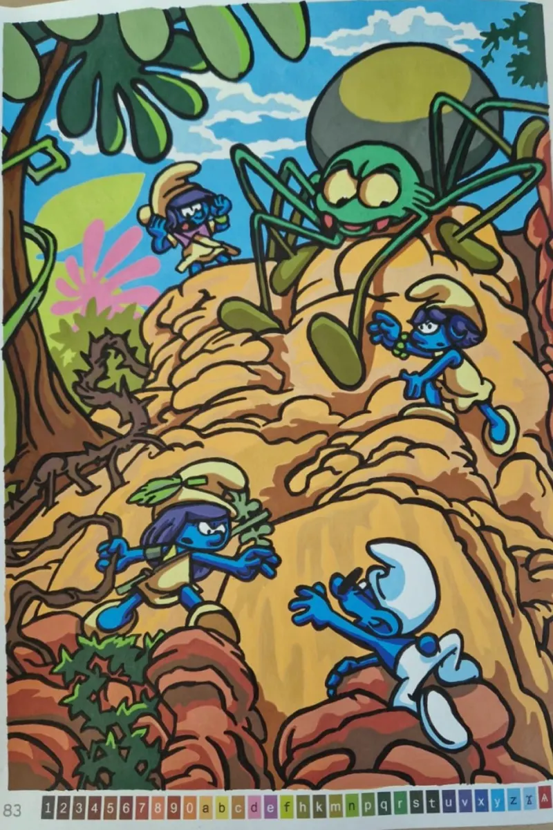 Page 83 coloriee du livre Coloriages mysteres Les Schtroumpfs Tome 2