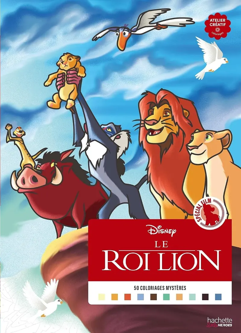 Couverture du livre Coloriages Mystères Disney Spécial film Le Roi Lion, illustré par Aurélia Bertrand chez Hachette Heroes