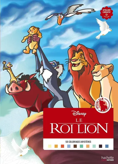 Couverture du livre Coloriages Mystères Disney Spécial film Le Roi Lion, illustré par Aurélia Bertrand chez Hachette Heroes