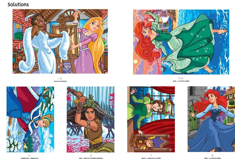 Page de solutions en couleur du tome 2 Princesses Disney