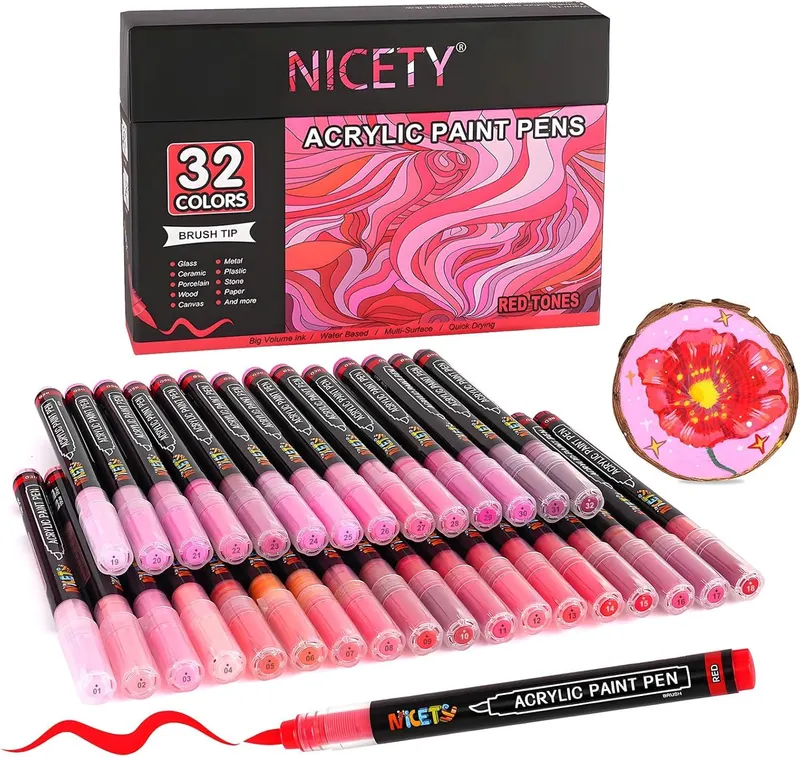 NICETY 32 feutres pinceau rouge