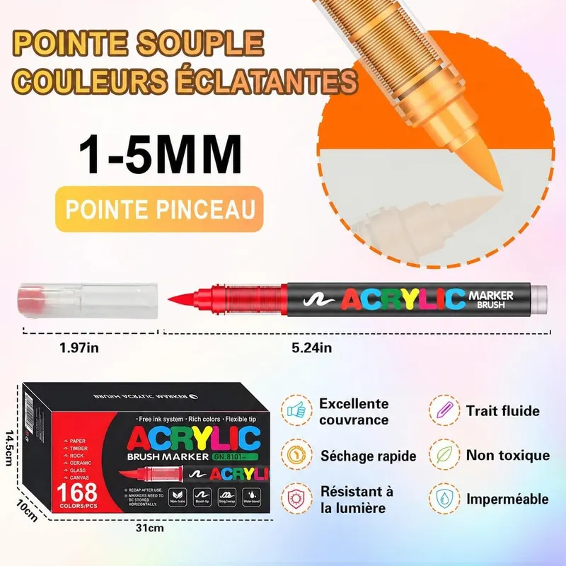 Descriptif officiel du vendeur pour les feutres acryliques GuangNa